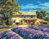 Malen nach Zahlen Blumen Lavendel vor Gehöft