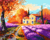 Malen nach Zahlen Blumen Lavendelfeld mit Haus