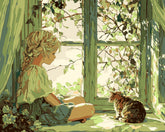 Malen nach Zahlen Kind mit Katze