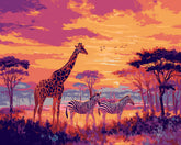 Malen nach Zahlen Afrika Zebras und giraffe