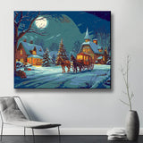 Malen nach Zahlen Weihnachten Weihnachtsdorf mit Pferdekutsche