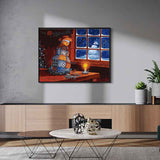 Malen nach Zahlen SchneeMann im Garten