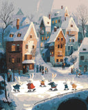 Malen nach Zahlen Hasen Familie im Winter