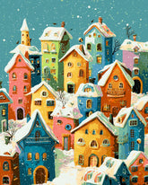 Malen nach Zahlen Moderne Kunst Häuser im Winter