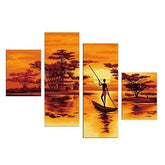 Malen nach Zahlen quattro 4 teilig stehpaddler im sonnenuntergang