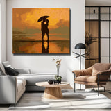 Malen nach Zahlen Paar am meer unter schirm menschen