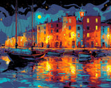 Malen nach Zahlen boote bei nacht