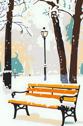 Malen nach Zahlen Winter gelbe Parkbank