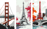 Malen nach Zahlen Funkturm rotweisser Schiffsanleger Paris San Francisco Brücke