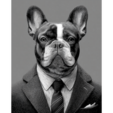Malen nach Zahlen Hund Business schwarz weiss