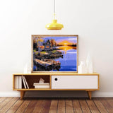 Malen nach Zahlen Blockhütte am See