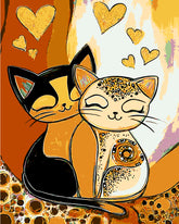 Malen nach Zahlen Katze und Kater verliebt