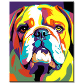 Malen nach Zahlen Bulldogge Portrait bunt