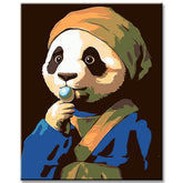 Malen nach Zahlen Panda madchen mit perle