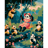 Malen nach Zahlen Panda Familie Freizeit