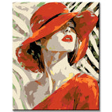 Malen nach Zahlen rote lippen roter hut