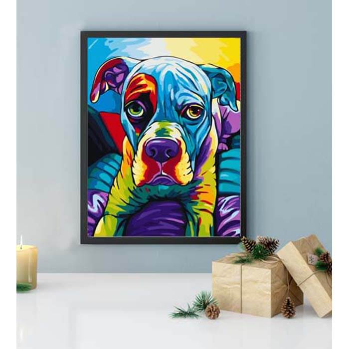 Malen nach Zahlen Hund Boxer Regenbogen bunt