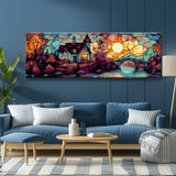 Malen nach Zahlen Panorama Haus an Flussbrücke Tiffany Stil