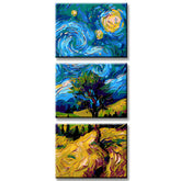 Malen nach Zahlen Baum in Landschaft van Gogh Stil 3-teilig