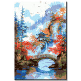 Malen nach Zahlen Panorama Malerische Chinesische Berglandschaft mit Fluss I