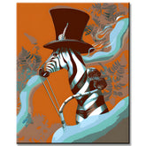 Zebra mit Bowlerhut - Malen nach Zahlen
