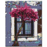 Painting by Numbers Tree in Front of the Window Purple Pop Color Pop