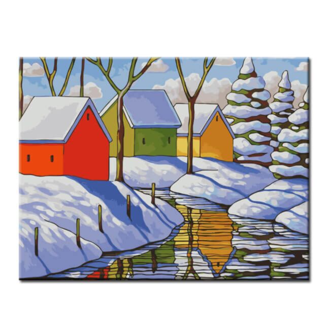 Malen Nach Zahlen Kunst Illustration Winterlandschaft Bunte H User