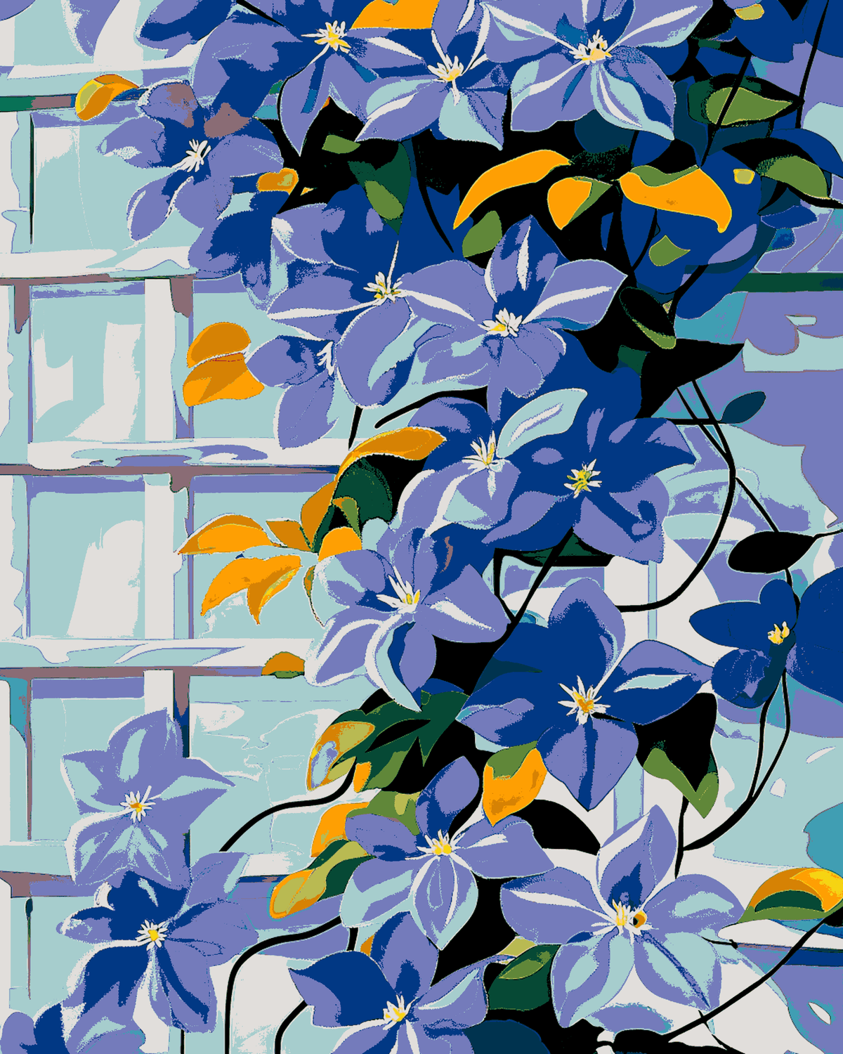 Malen nach Zahlen Rankpflanze blauLila