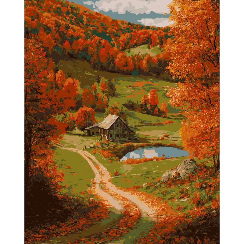 Malen nach Zahlen Landschaft mit Bauernhaus