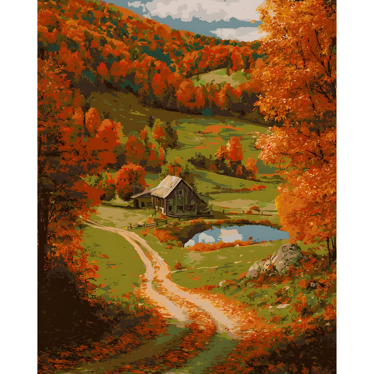 Malen nach Zahlen Landschaft mit Bauernhaus