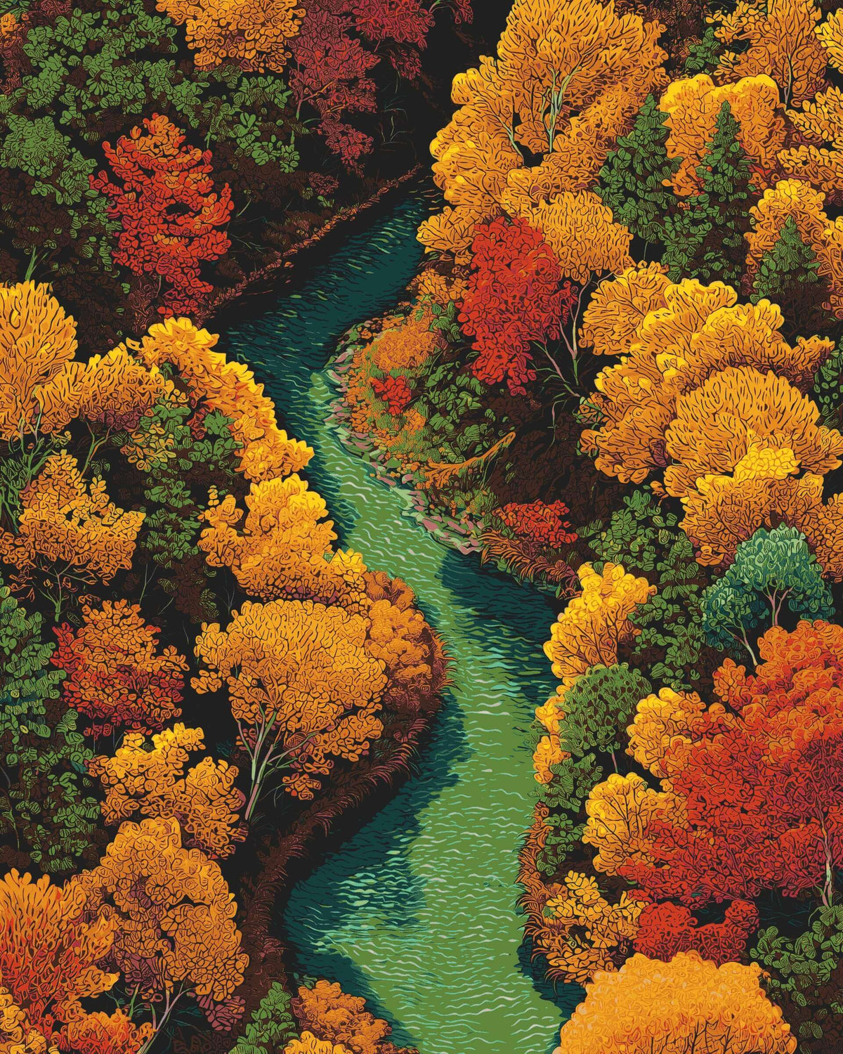 Malen nach Zahlen Bachlauf