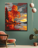 Malen nach Zahlen Herbstspiegelung