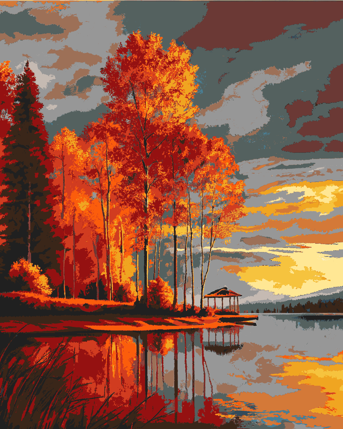 Malen nach Zahlen Herbstspiegelung