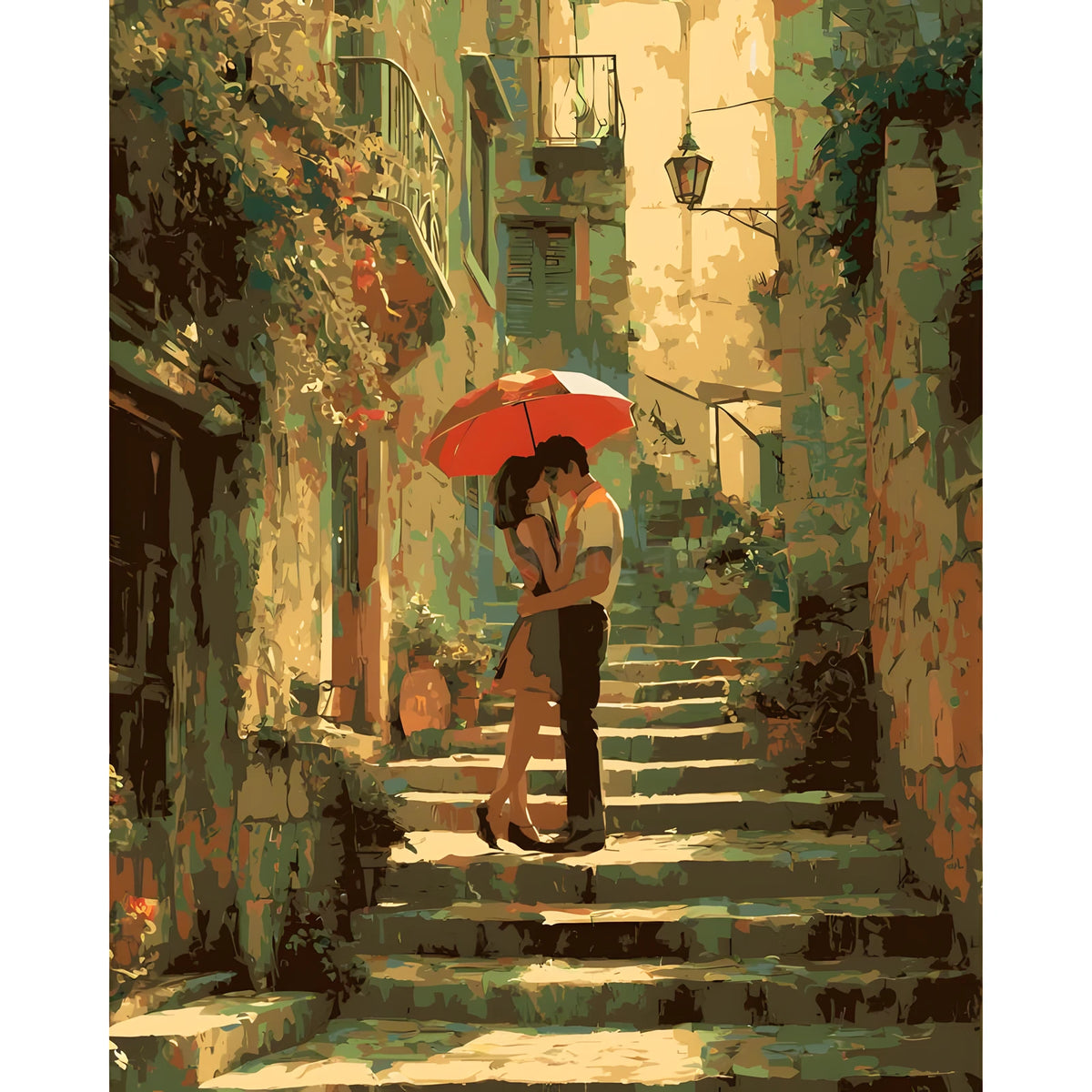 Malen nach Zahlen Bilder liebesPaar auf treppe