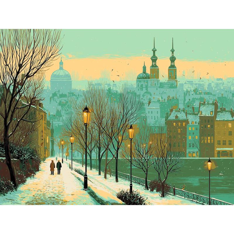 Malen nach Zahlen stadt im winter