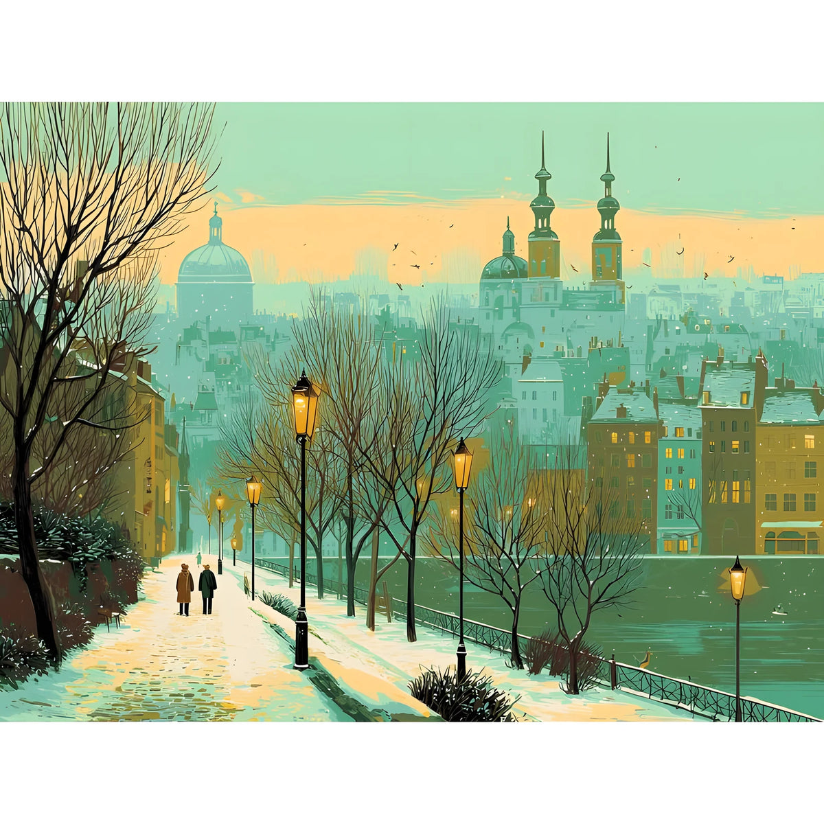 Malen nach Zahlen stadt im winter