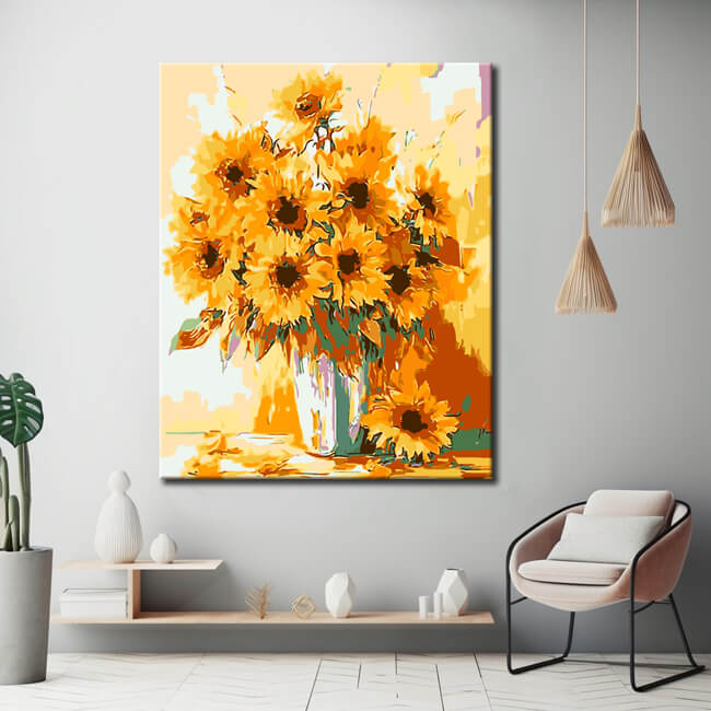 Malen nach Zahlen Bilder Sonnenblumen