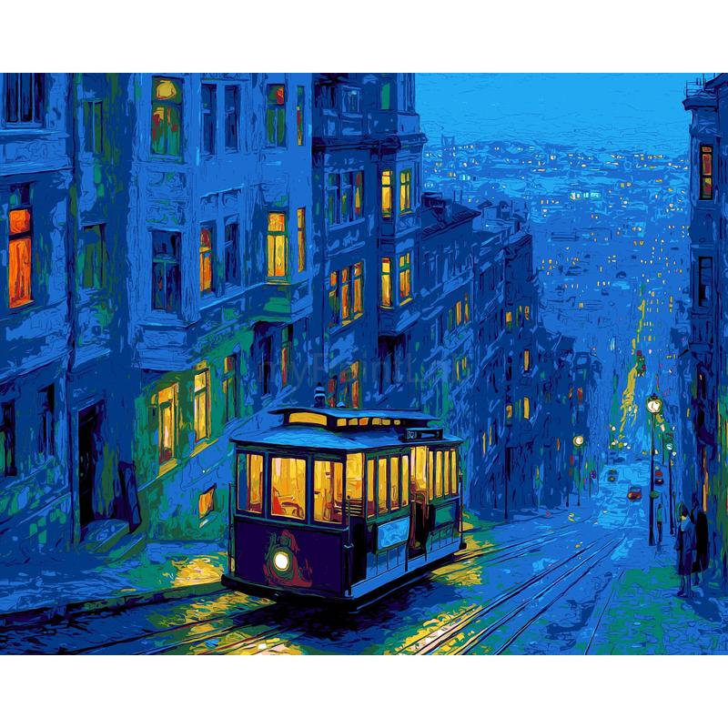 Malen nach Zahlen Amerika San Francisco Straßenbahn