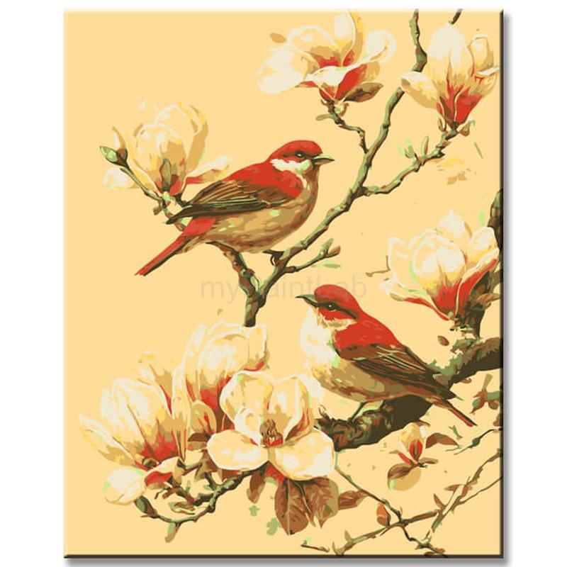 Malen nach Zahlen Vögel und Blüten