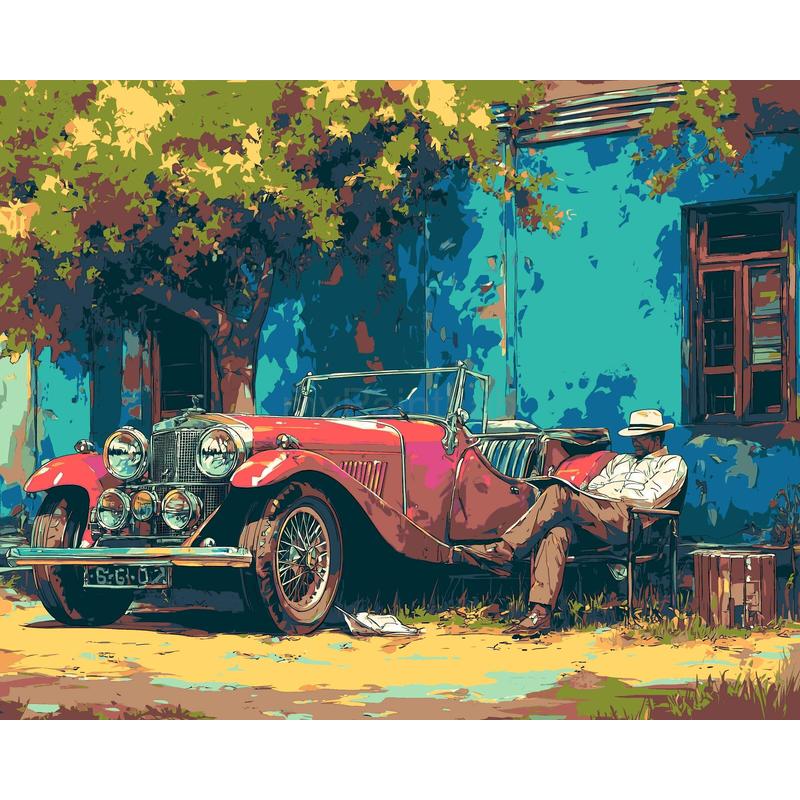 Malen nach Zahlen Bauer und Oldtimer