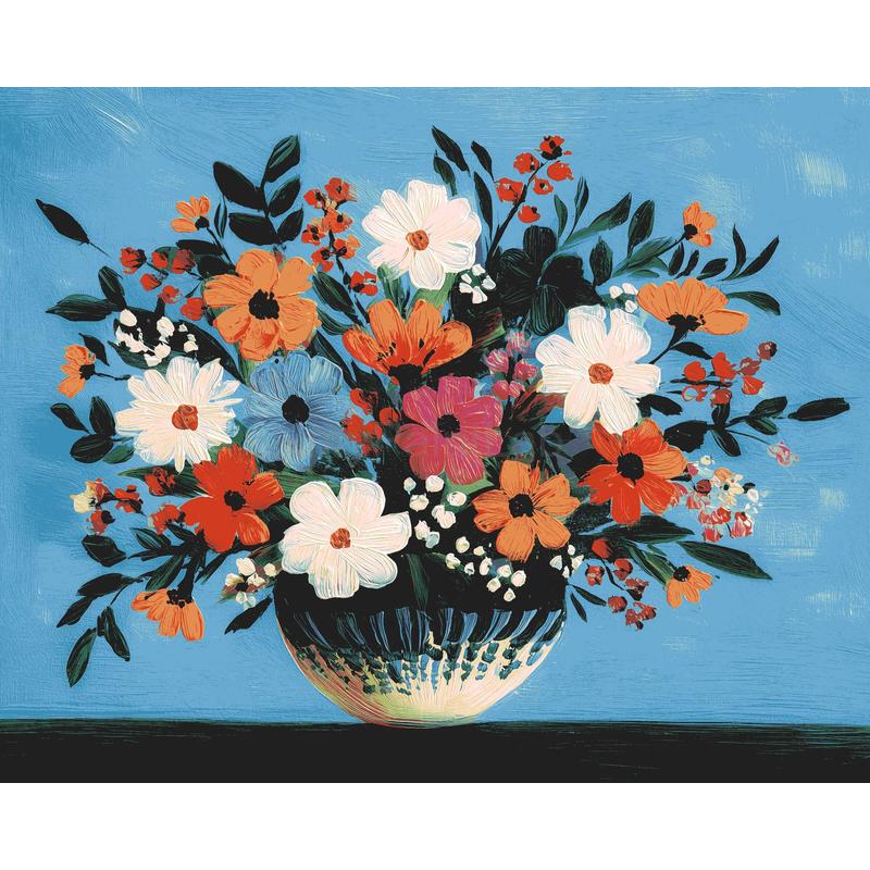 Malen nach Zahlen Blumen Blumenstrauß weiß/blau