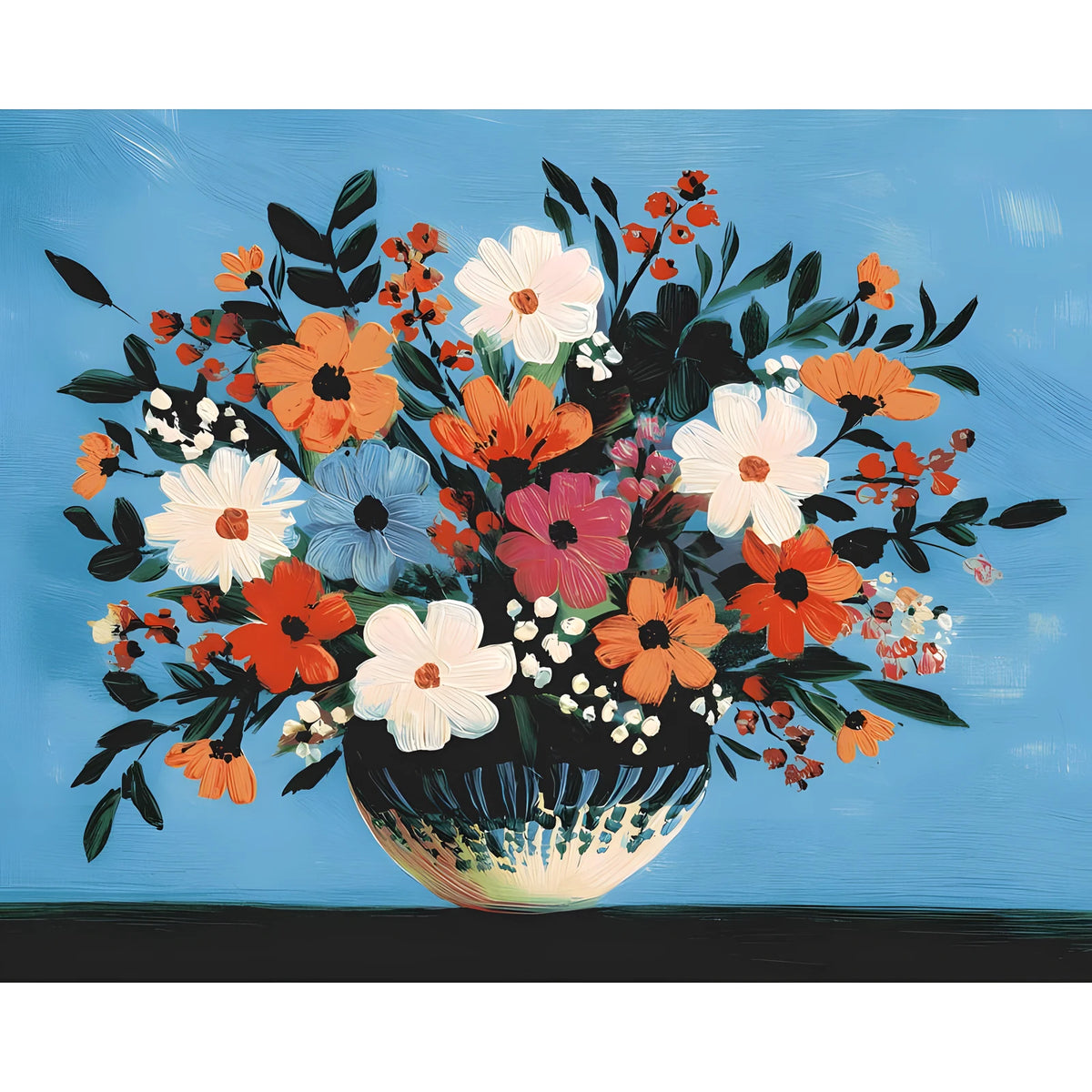 Malen nach Zahlen Blumen Blumenstrauß weiß/blau
