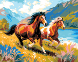 Malen nach Zahlen Tiere zwei Pferde