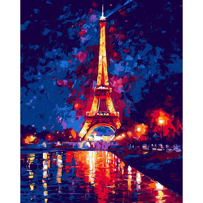 Malen nach Zahlen Eiffelturm Frankreich abstrakt