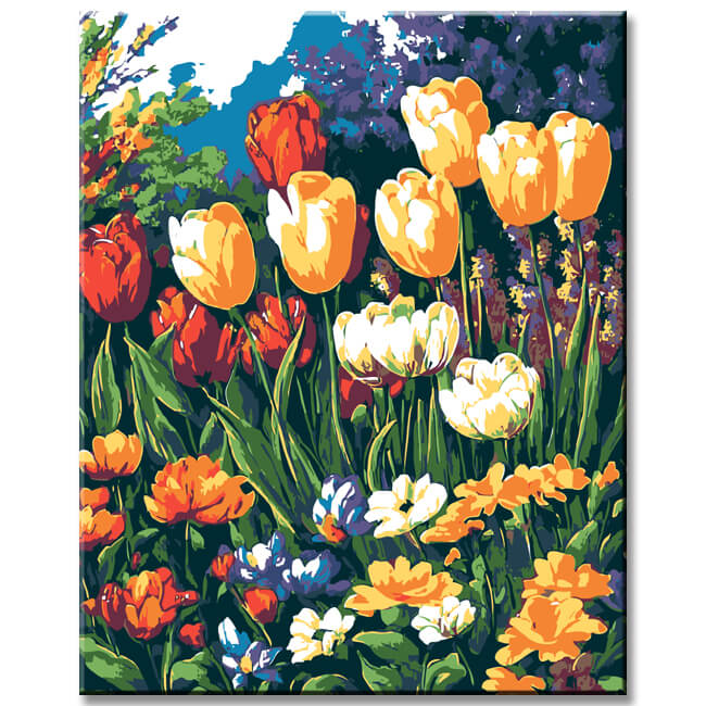 Malen nach Zahlen Bilder bunte Blumenwiese