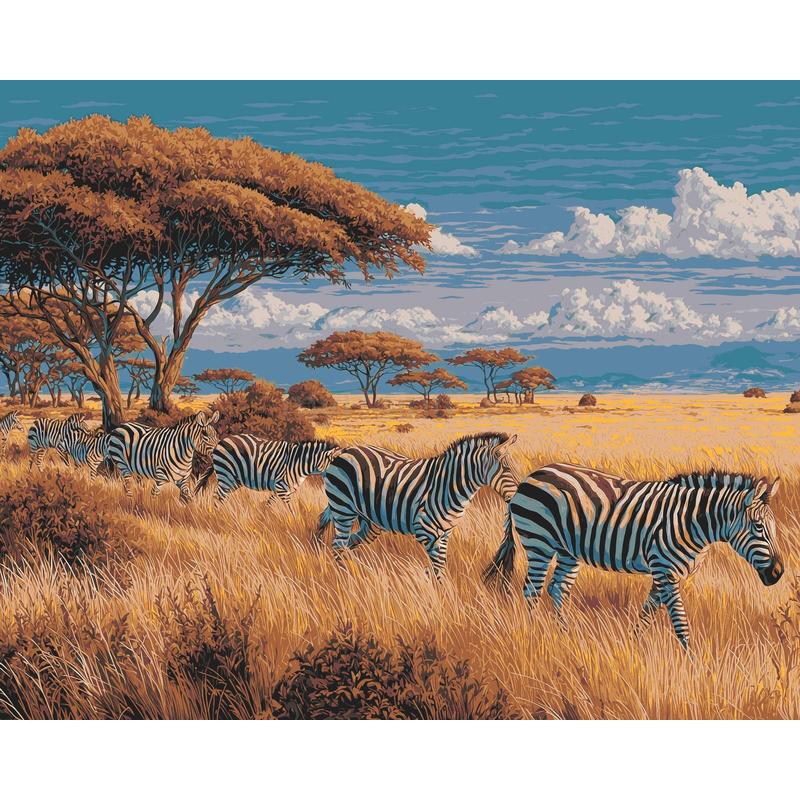 Malen nach Zahlen Tiere Zebra herde