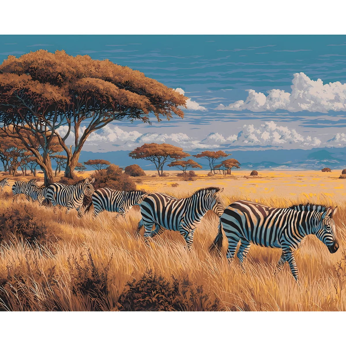 Malen nach Zahlen Tiere Zebra herde
