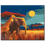 Malen nach Zahlen Tiere verliebter elefant und giraffe