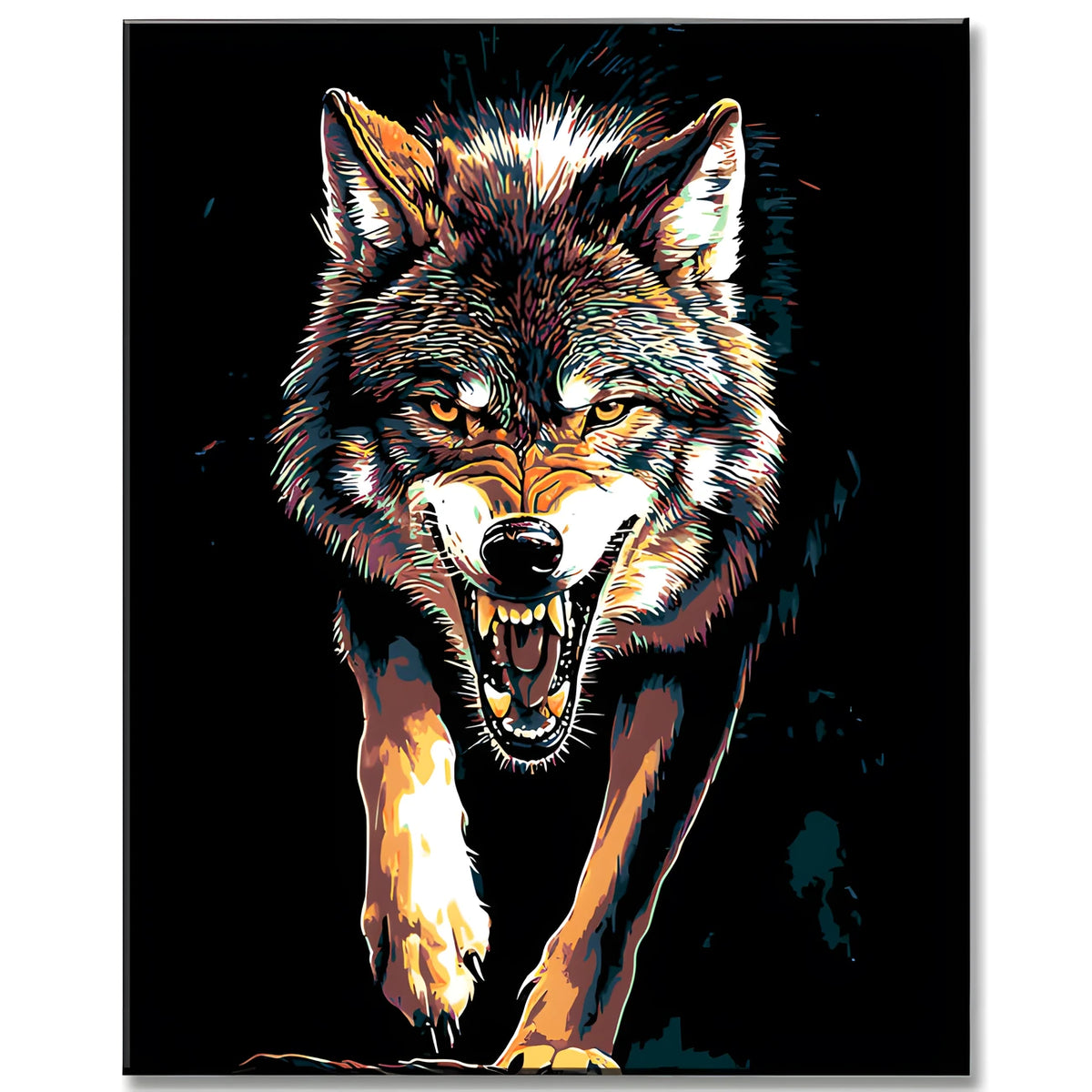Malen nach Zahlen Tiere Wolf im Angriff