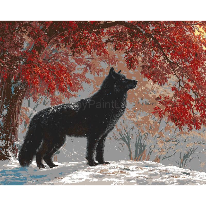 Malen nach Zahlen Tiere wolf im schnee
